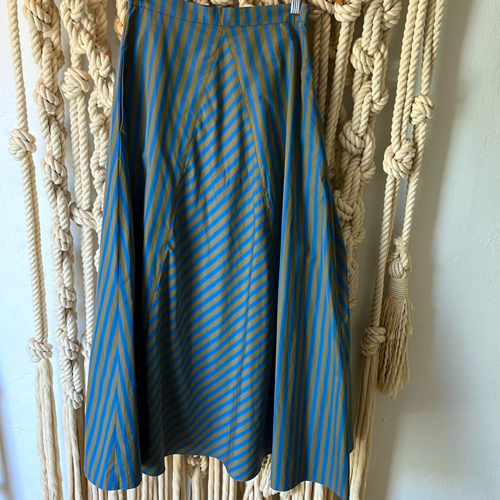 Striped fabric in a green and blue color